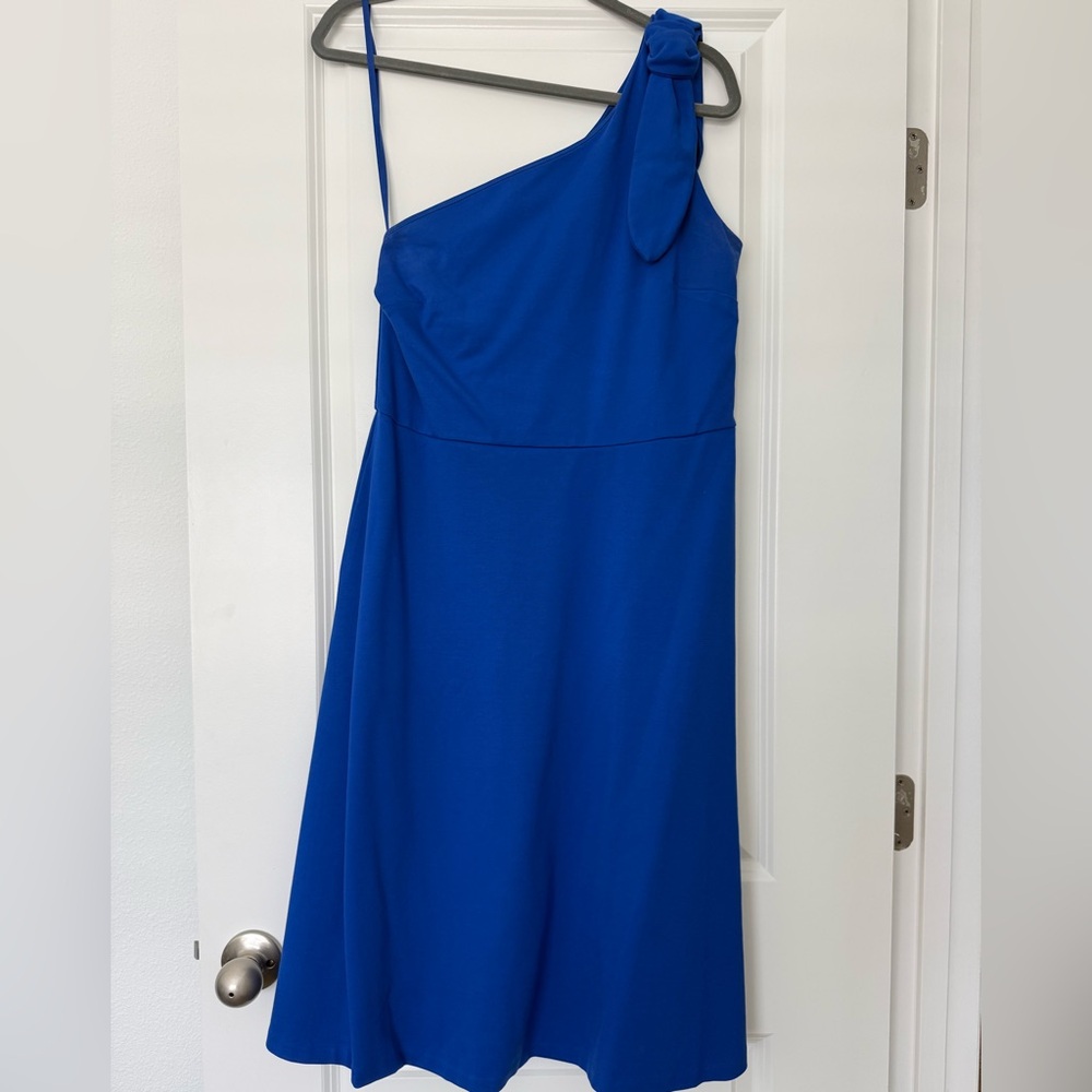 Banana Republic Royal Blue One-Shoulder Knot-Accent Dress